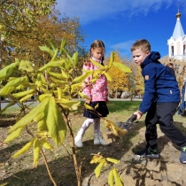 Посадка деревьев Салехардской православной гимназией